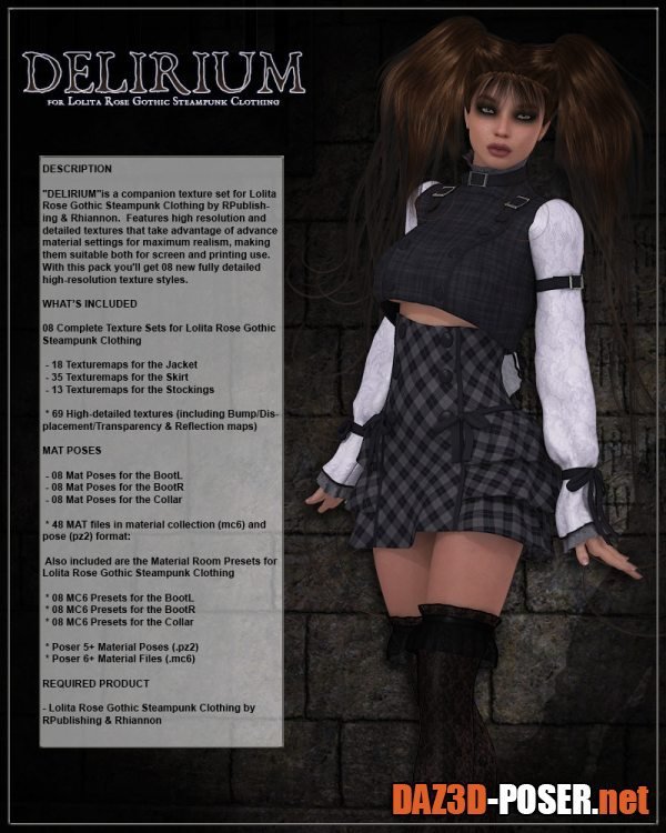 Dawnload DELIRIUM for Lolita Rose Gothic Steampunk Clothing for free