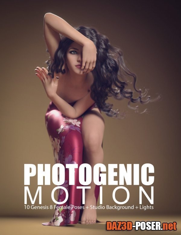 Dawnload Photogenic Motion for Genesis 8 Female Poses + Studio Set for free