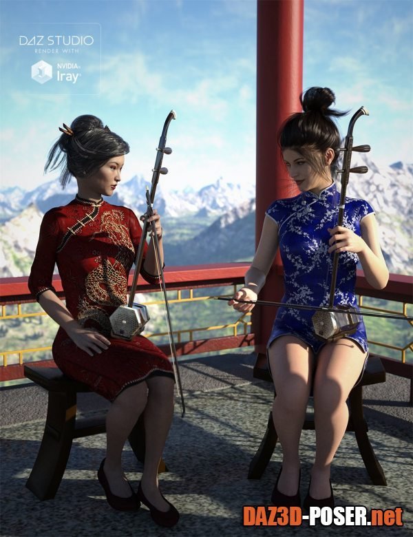 Dawnload Chinese Erhu and Poses for Genesis 3 and 8 Female(s) for free