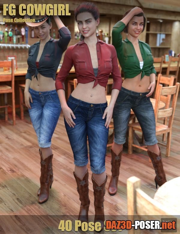 Dawnload FG Cowgirl Pose Collection for Genesis 8 for free