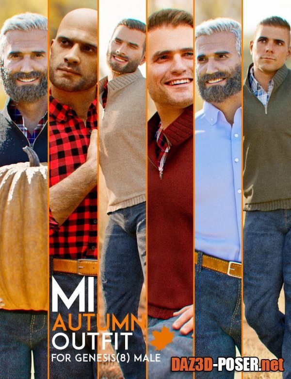 Dawnload dForce MI Autumn Outfit for Genesis 8 Male(s) for free