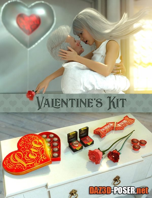 Dawnload Valentine's Kit for Genesis 3 & 8 for free