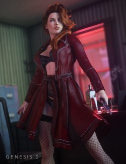 Sinful Nights Lingerie and Overcoat for Genesis 2 Female(s)