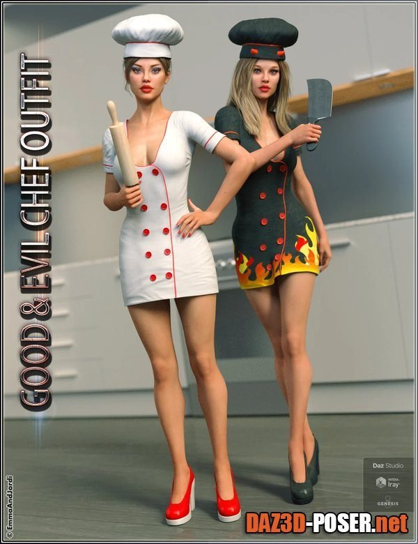 Dawnload Good and Evil Chef Outfit And Poses For Genesis 8 Female(s) for free