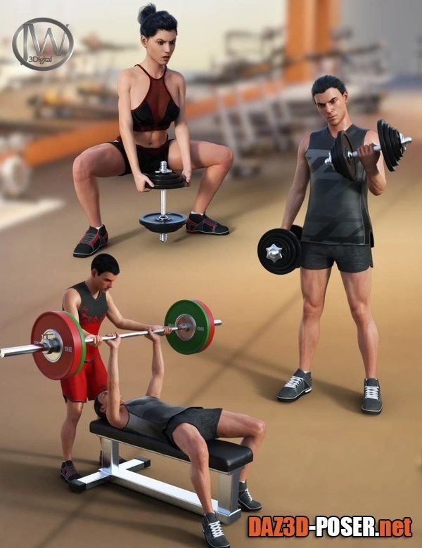 Dawnload Weight Workout Props and Poses for Genesis 8 for free