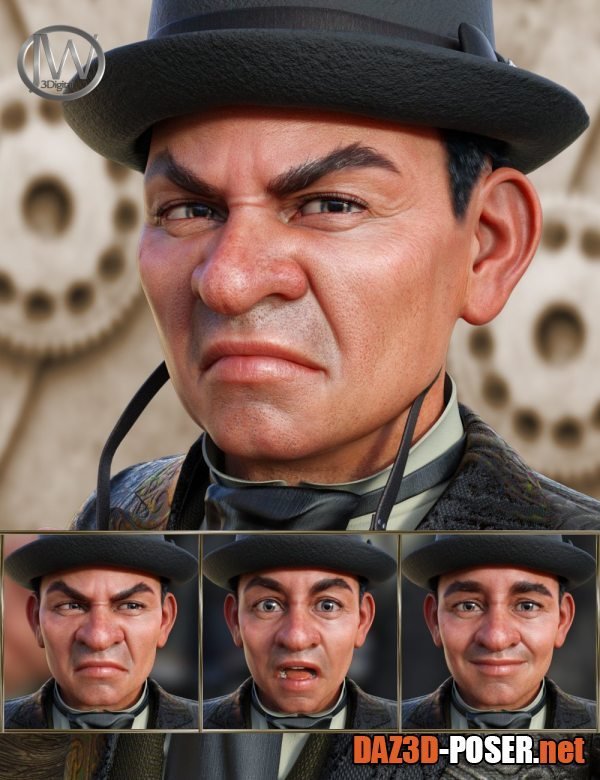 Dawnload Steampunk - Expressions for Genesis 8 Male and Drutherson 8 for free