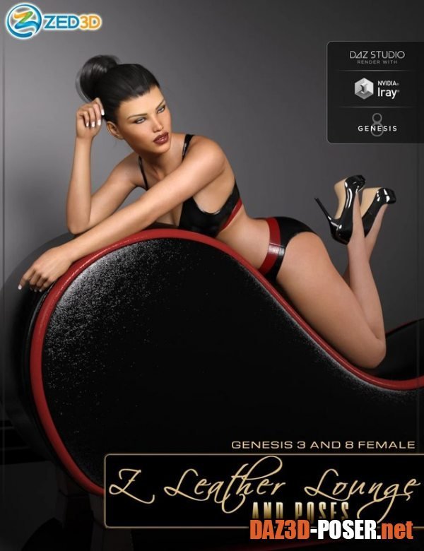 Dawnload Z Leather Lounge - Prop and Poses for Genesis 3 and 8 Female for free