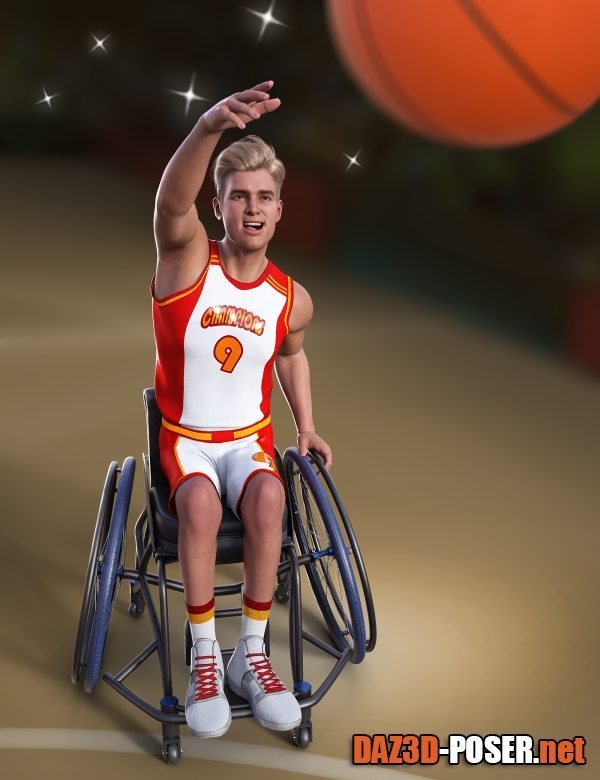 Dawnload Basketball Wheelchair Animations for Genesis 8.1 Male and Michael 8.1 for free