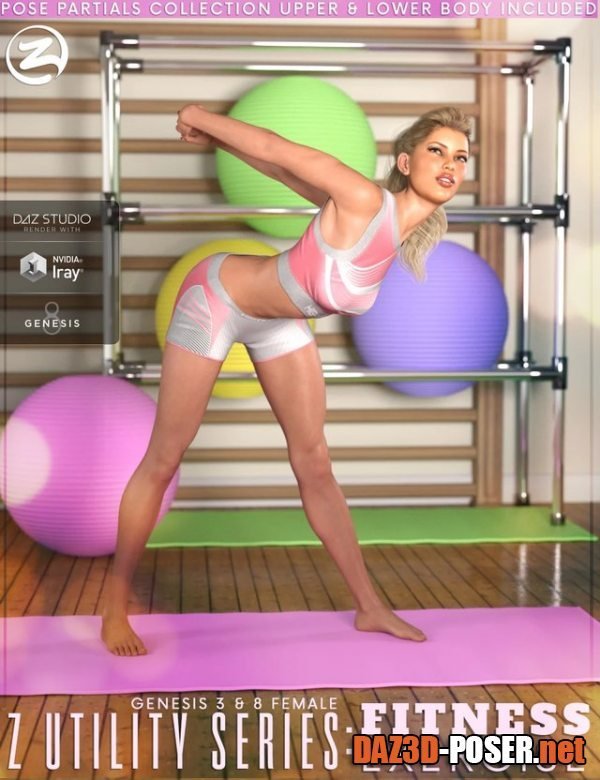 Dawnload Z Utility Series : Fitness Exercise - Poses and Partials for Genesis 3 and 8 Female for free