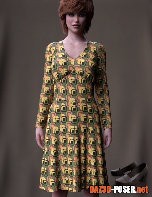 Dawnload dForce 70's Work Dress for Genesis 8 Female(s) for free
