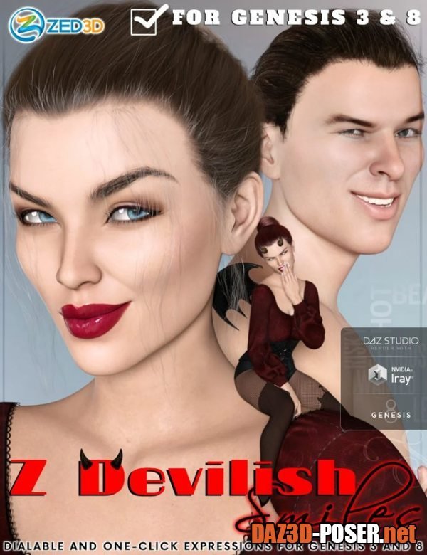 Dawnload Z Devilish Smiles and Expressions for Genesis 3 and 8 for free