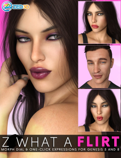 Z What A Flirt - Dialable and One-Click Expressions for Genesis 3 and 8