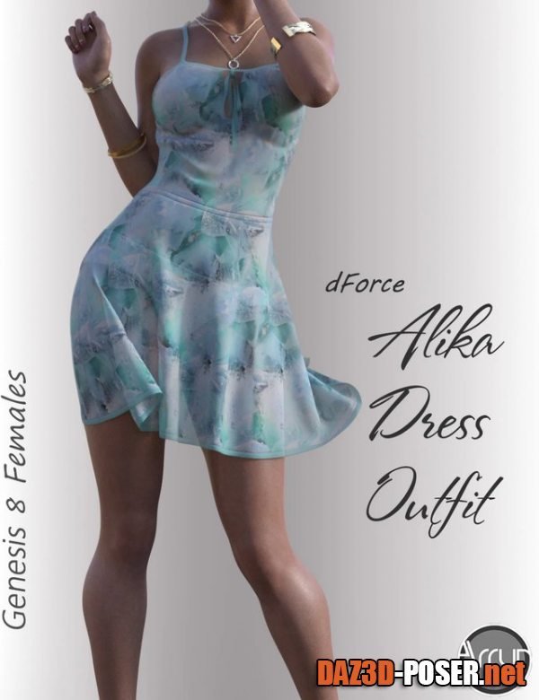 Dawnload dForce Alika Candy Dress Outfit for Genesis 8 Female(s) for free