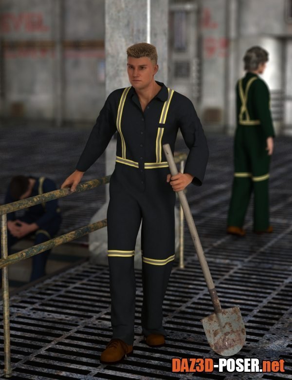 Dawnload Blue Collar Basics Coveralls for Genesis 2 Males and Females Bundle for free