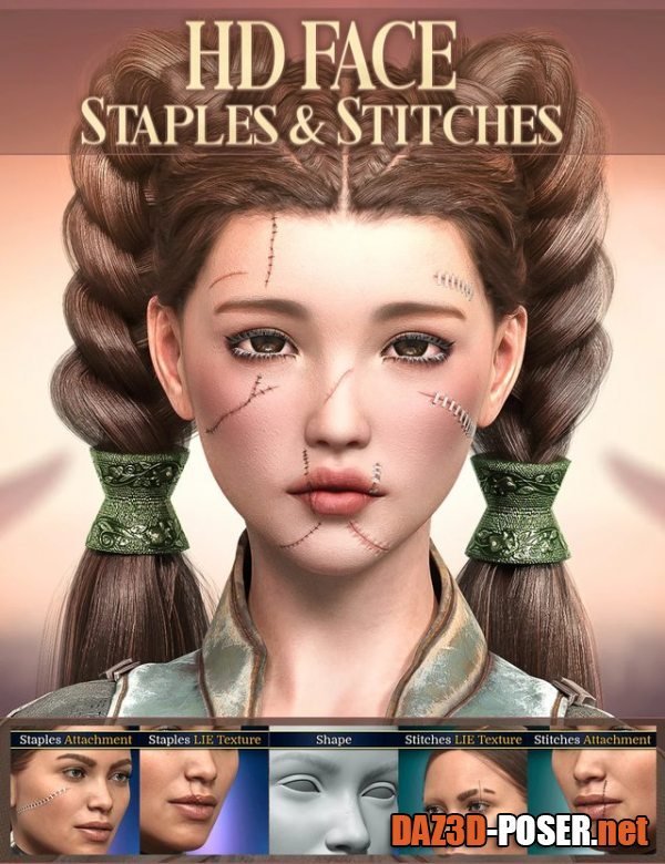 Dawnload HD Face Staples and Stitches for Genesis 8 Females for free