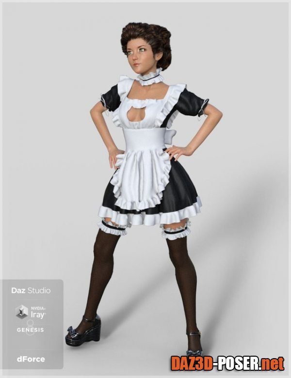 Dawnload dForce French Maid Servant Outfit for Genesis 8 Female(s) for free