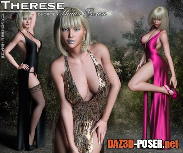 Dawnload Therese Halter Gown for Genesis 8 Female for free
