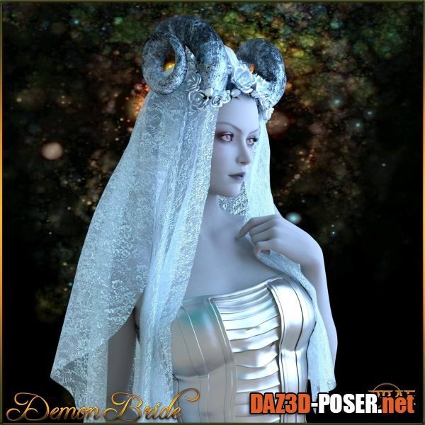 Dawnload Prae-Demon Bride Headdress for G8 Daz for free
