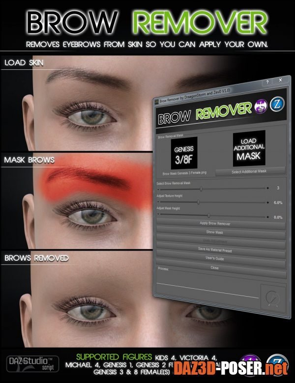 Dawnload Brow Remover for Daz Studio (G8 Update) for free