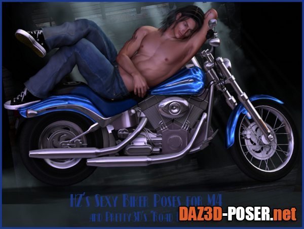 Dawnload Hz's sexy biker poses for M4 & pretty3D's Road Eagle for free