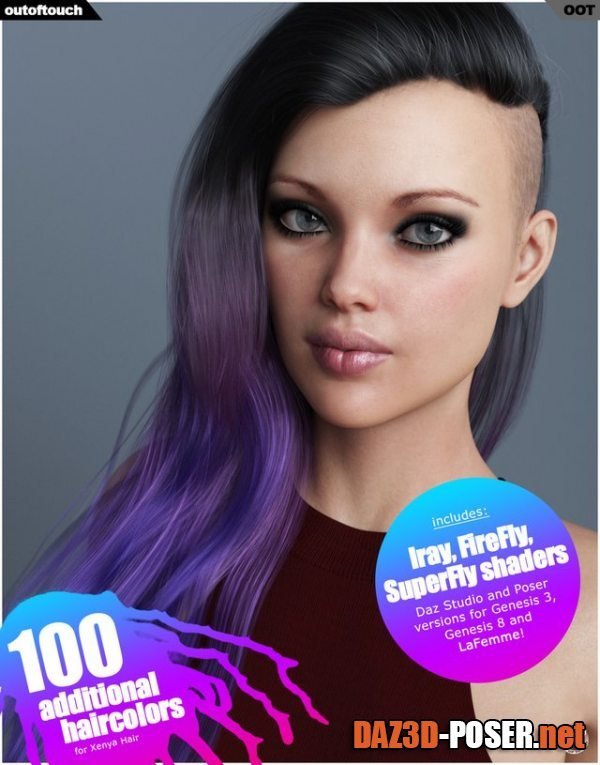 Dawnload Xenya Hair Texture XPansion for Genesis 3 and 8 and La Femme for free