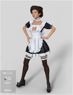 dForce French Maid Servant Outfit for Genesis 8 Female(s)