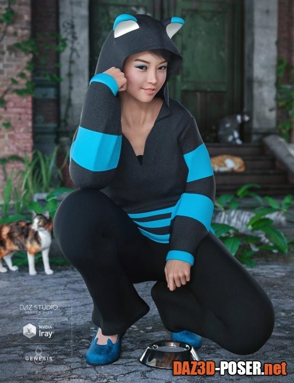 Dawnload Casual Kitty Set for Genesis 8 Female(s) for free