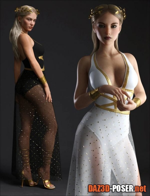 Dawnload dForce Trojan Princess Outfit Set for Genesis 8 Females for free