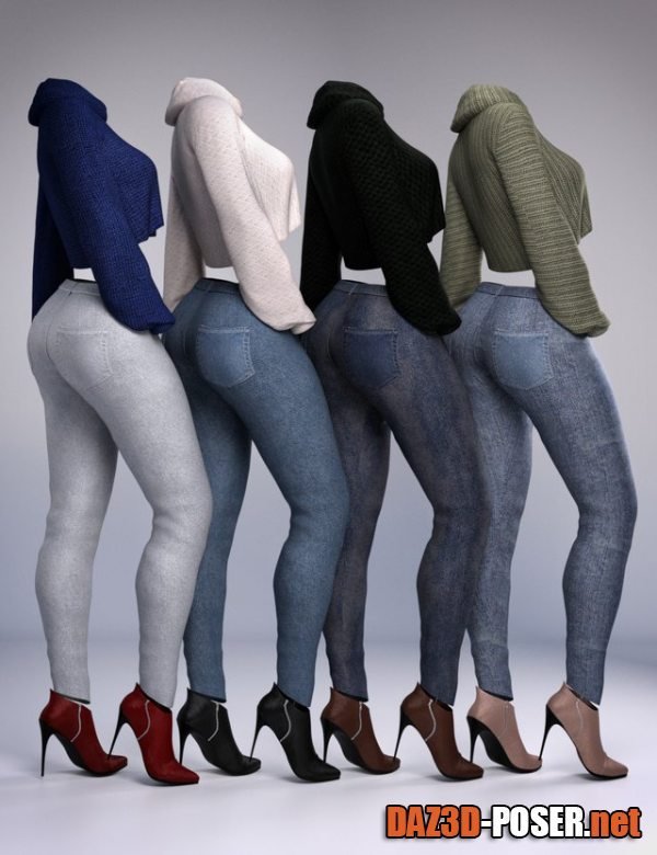 Dawnload dForce Crop Sweater and Jeans Outfit Textures for free