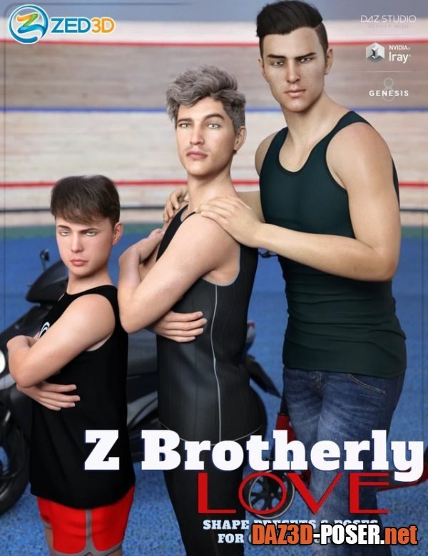 Dawnload Z Brotherly Love Shape Presets and Poses for Genesis 8 Male for free
