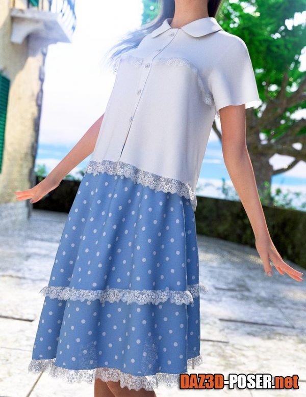 Dawnload dForce Frilled Blouse and Skirt for Genesis 8 Female for free