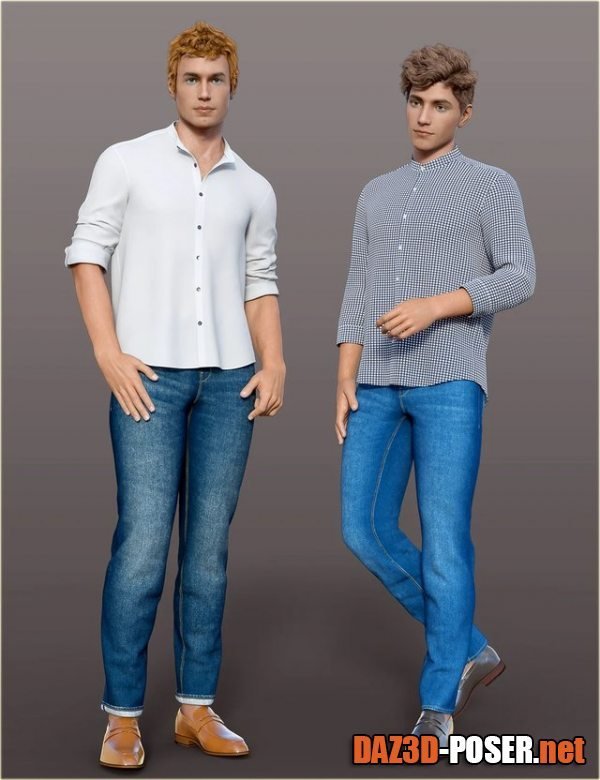 Dawnload dForce H&C Mandarin Collar Shirt Outfit for Genesis 8 Male(s) for free