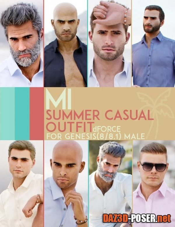 Dawnload dForce MI Summer Casual Outfit for Genesis 8 and 8.1 Males for free