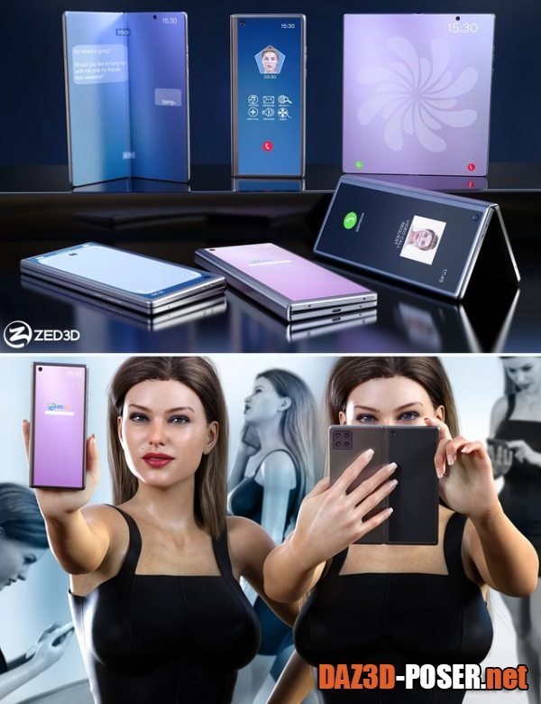 Dawnload Z Folding Smartphone and Poses Mega Set for Genesis 8 and 8.1 Female for free