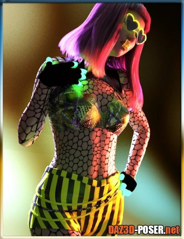 Dawnload dForce Rave Party Outfit Raveva Textures for free