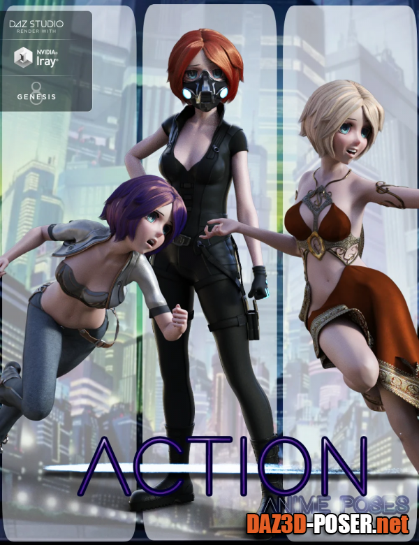 Dawnload Action Anime Poses for Sakura 8 and Genesis 8 Female(s) for free