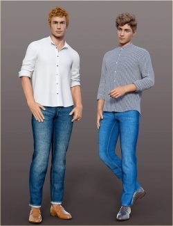 dForce H&C Mandarin Collar Shirt Outfit for Genesis 8 Male(s)