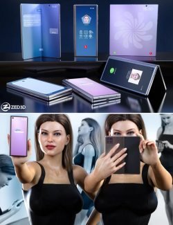 Z Folding Smartphone and Poses Mega Set for Genesis 8 and 8.1 Female