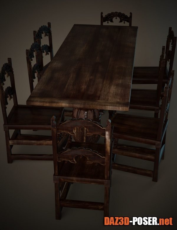 Dawnload Jacobean English Dining Table Set for free