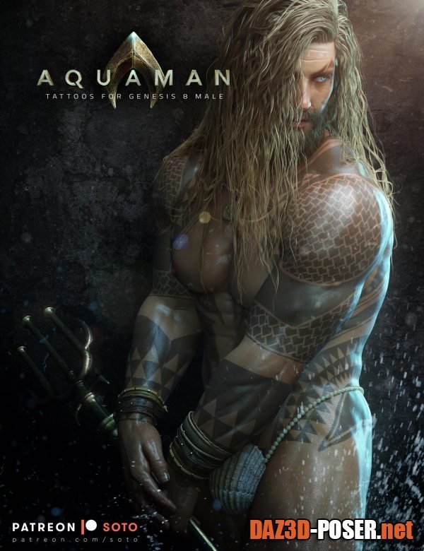Dawnload Aquaman Tattoos for Genesis 8 Male for free