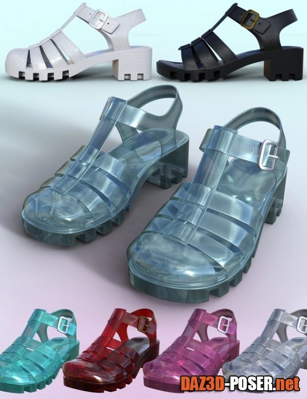 Dawnload 90's Jelly Sandals for Genesis 8 Females for free
