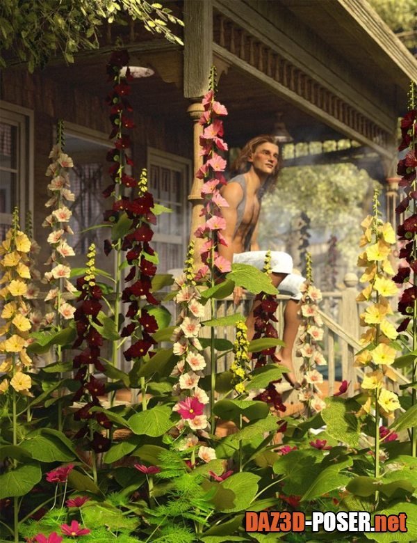 Dawnload Cottage Garden Flowers - Hollyhocks for free