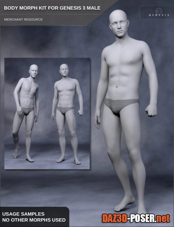 Dawnload Body Morph Kit for Genesis 3 Male and Merchant Resource for free
