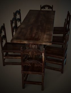 Jacobean English Dining Table Set