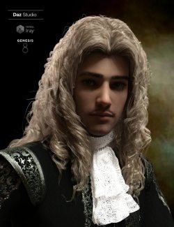 Fouquet Loose Curls Wig and Thin Mustache for Genesis 8.1 Males