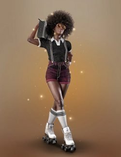 AJC Boogie Roller Girl Outfit and Boombox for Genesis 8 and 8.1 Females