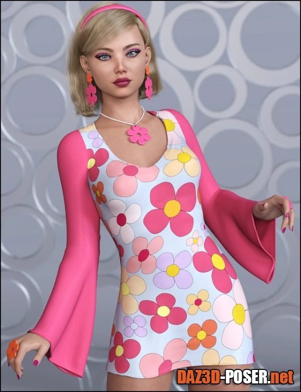 Dawnload dForce Flower Power Outfit for Genesis 8 Female for free