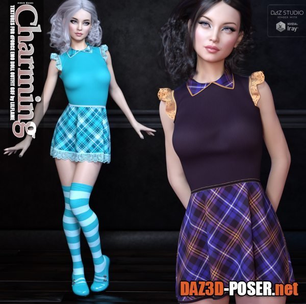 Dawnload Charming Textures for dForce Emo Doll Outfit G8F for free