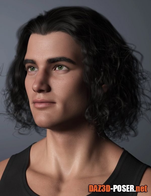 Dawnload Curly Swept Style Hair for Genesis 8 and Genesis 8.1 Males for free