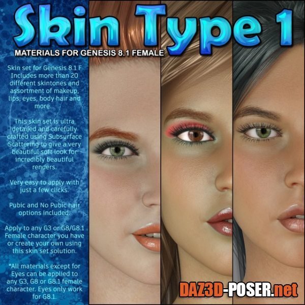 Dawnload Exnem Skin Type 1 for Genesis 8.1 Female for free